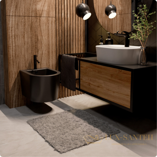 биде подвесное aquame aqm2101mb, с 1 отверстием под смеситель,черный матовый