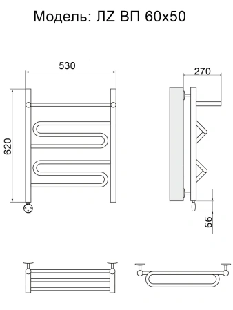 полотенцесушитель электрический ника curve лz вп 60/50 левый тэн, цвет хром