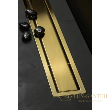 душевой канал bettoserb confluo premium gold line 13100053 650 мм 2 в 1 с основой под плитку, золотой