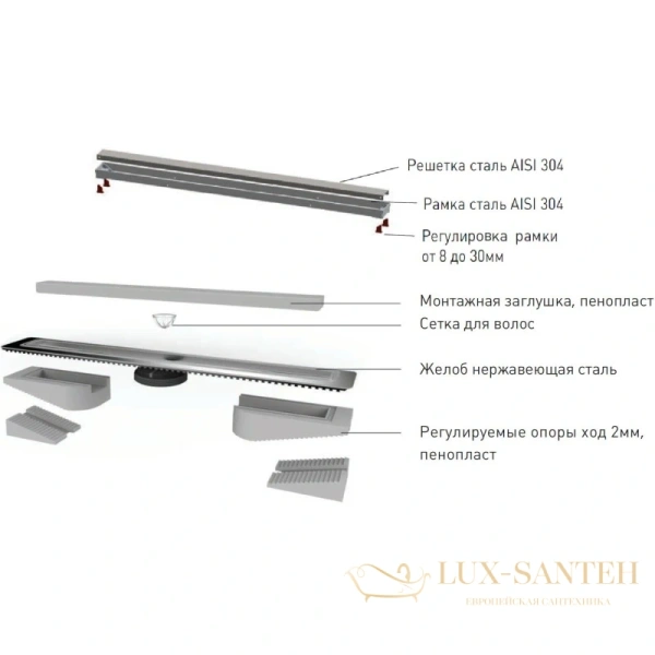 душевой канал berges b1 antik 092124 600 мм, золото