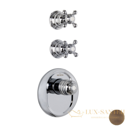 термостат для душа встраиваемый fima carlo frattini fimatherm, f5113x2br, на 2 выхода, внешняя часть, бронза