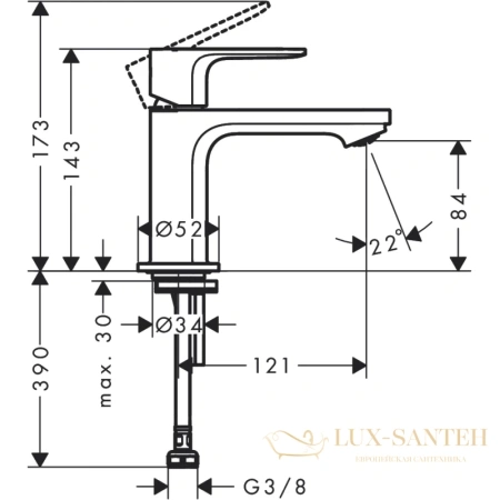 кран hansgrohe rebris e 72506670 для раковины, черный матовый