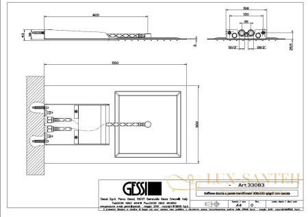 душевая система gessi tremillimetri quadro 33083.238, mirror steel