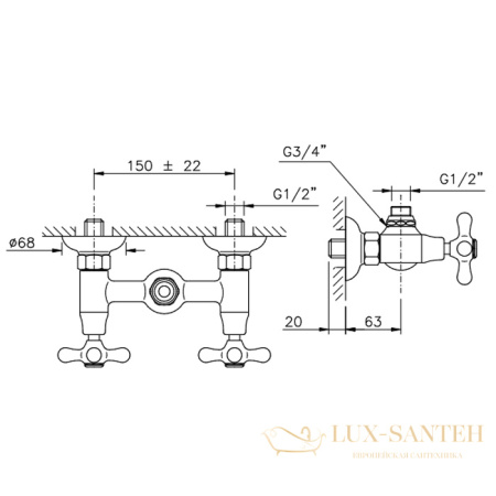 смеситель для душа nicolazzi nuova brenta, 2525gb, вывод сверху 1/2", gold brass