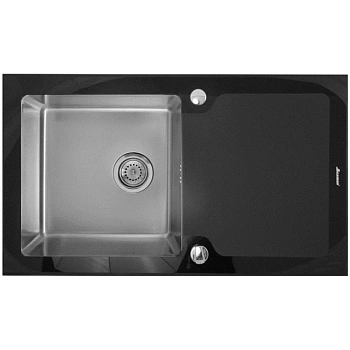 кухонная мойка seaman eco glass smg-860b.b, нержавеющая сталь/черный