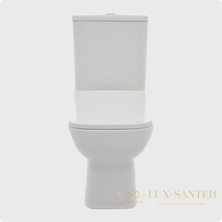 унитаз напольный безободковый aquame aqm1004, в комплекте c сиденьем softclose, горизонтальный выпуск, белый глянцевый