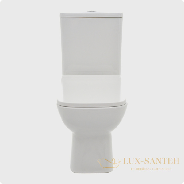 унитаз напольный безободковый aquame aqm1004, в комплекте c сиденьем softclose, горизонтальный выпуск, белый глянцевый