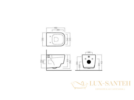 унитаз подвесной hatria fusion 48 yxzl01, белый глянцевый