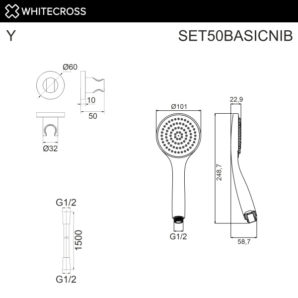 душевой набор whitecross, set50basicnib, никель брашированный