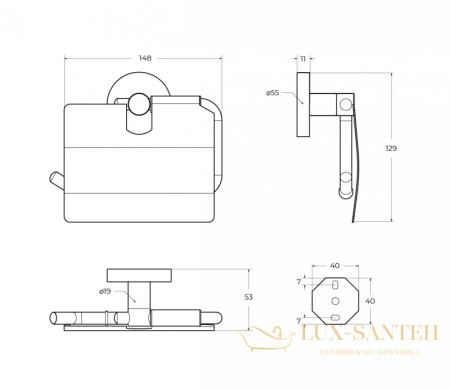 держатель для туалетной бумаги с крышкой cezares relax-ph-boro, золото брашированное