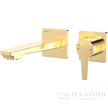 смеситель для раковины teska liva e5407 без донного клапана, золотой