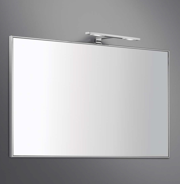 зеркало colombo design gallery b2060 90x50 см со светильником в металлической раме, нержавеющая сталь полированная