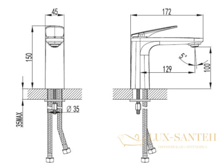 смеситель для раковины aquame imola aqm6710mb, черный матовый