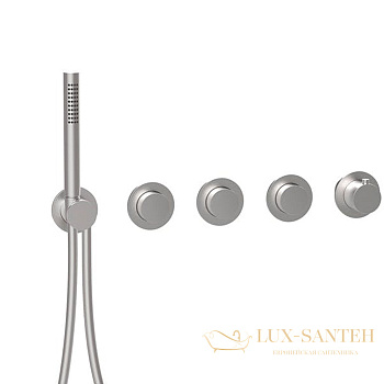 термостат для душа встраиваемый almar push modular e180434.316, внешняя часть, на 3 выхода, нержавеющая сталь брашированная