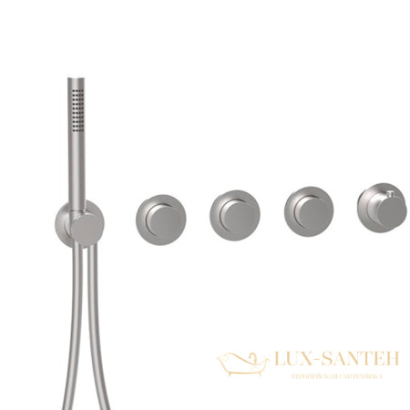 термостат для душа встраиваемый almar push modular e180434.316, внешняя часть, на 3 выхода, нержавеющая сталь брашированная