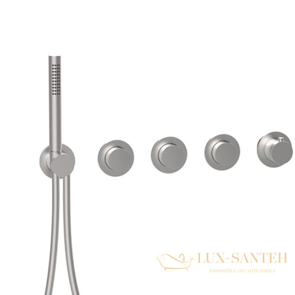 термостат для душа встраиваемый almar push modular e180434.316, внешняя часть, на 3 выхода, нержавеющая сталь брашированная