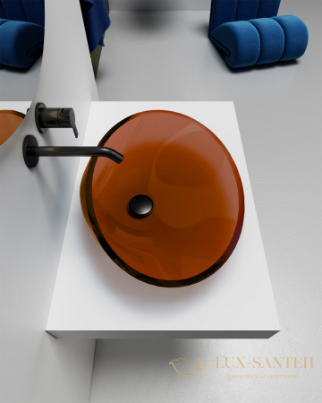 раковина накладная прозрачная abber kristall at2812opal, 53,5х42,5 см, коричневый