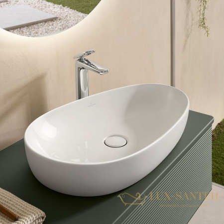 раковина накладная villeroy&boch antao 4a7465r1, 65x40x14,6 cм, ceramicplus, без перелива, белый глянцевый