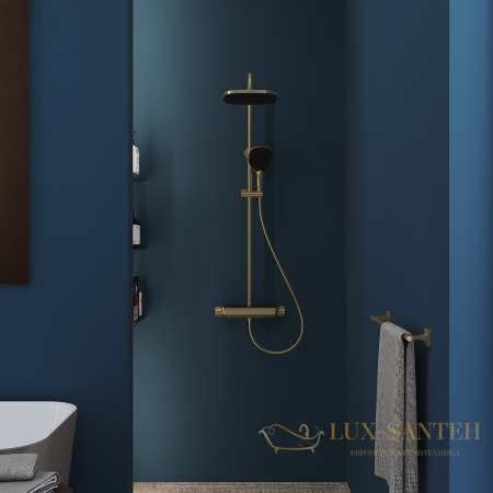 душевая система термостатическая для душа aqueduto chuva chu0350, золото шлифованное