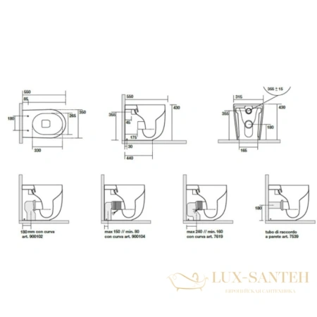 приставной безободковый унитаз kerasan nolita 531801, белый