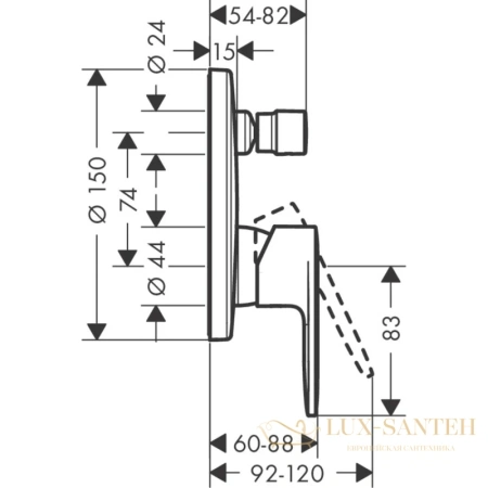 смеситель для ванны hansgrohe vernis blend 71467670,черный матовый