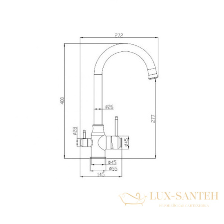 смеситель zorg steel hammer sh763inox для кухни, сталь