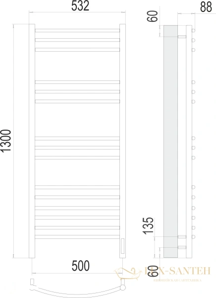 полотенцесушитель электрический terminus классик 4670078527349 п15 500x1300