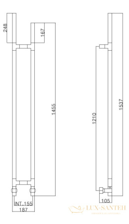 полотенцесушитель водяной, 153,7х18,7 margaroli arcobaleno 417 sx, 417sxbun, шлифованный никель 