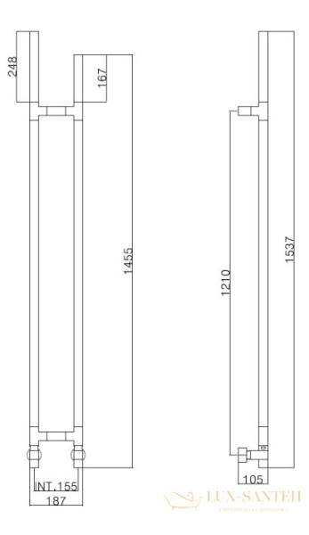 полотенцесушитель водяной, 153,7х18,7 margaroli arcobaleno 417 sx, 417sxbun, шлифованный никель 