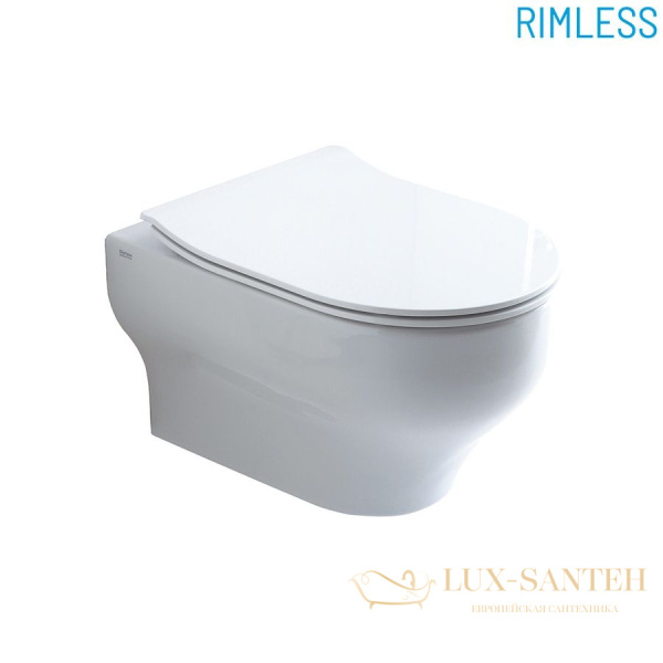 подвесной безободковый унитаз olympia clear cleset2r01 с сиденьем микролифт, белый глянцевый