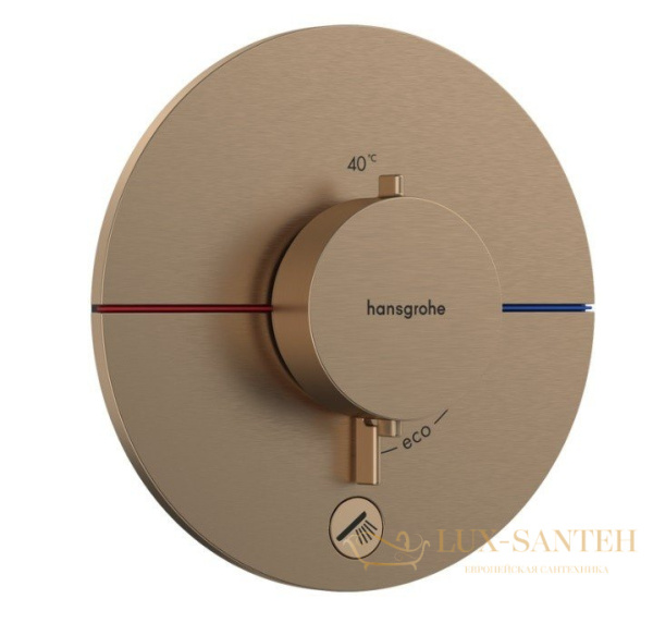 термостат для душа встраиваемый hansgrohe showerselect comfort s, 15562140, 1 выход + 1 дополнительная розетка, бронза шлифованная