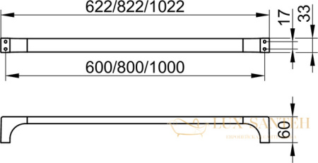 полотенцедержатель keuco edition 11, 11101370600, 622 мм, черный матовый