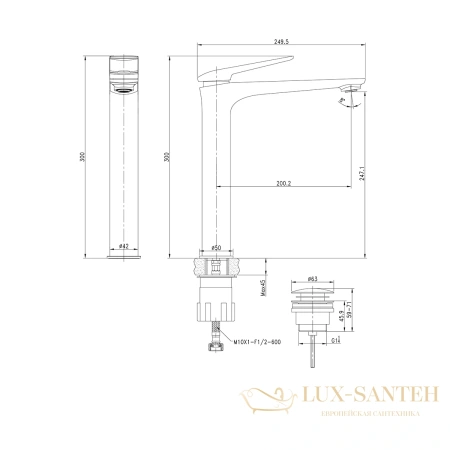 смеситель для раковины lemark allegro lm5909cw, с донным клапаном, белый/хром