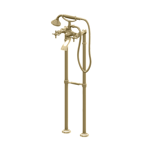 gattoni trd смеситель для ванны напольный, tr505 х 18d0, с ручным душем и шлангом, ручки paris, цвет золото 24к