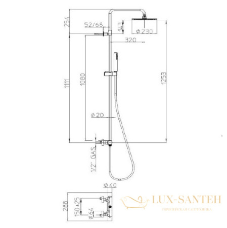 душевая система bossini cosmo monocomando l10095.073, черный матовый