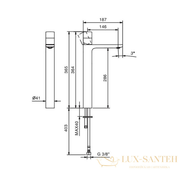 смеситель для раковины fantini nice, 65 02 s006swf, без донного клапана, излив 160мм, хром