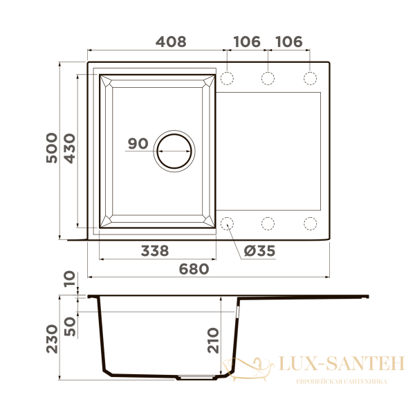 кухонная мойка omoikiri sakaime 68-ch tetogranit х шампань, 4993235
