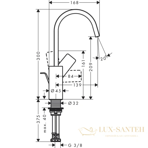 смеситель для раковины hansgrohe vivenis 75030000 со сливным гарнитуром
