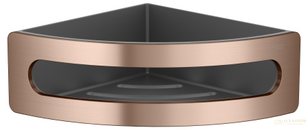 полка для душа угловая keuco elegance 11657290001, с пластиковой вставкой, золото красное шлифованное/антрацит