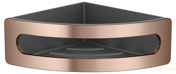 полка для душа угловая keuco elegance 11657290001, с пластиковой вставкой, золото красное шлифованное/антрацит