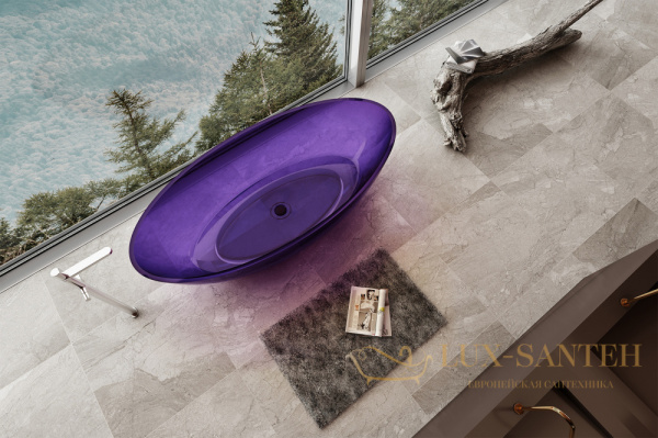 ванна свободностоящая прозрачная abber kristall at9702amethyst,180х85х52h см, фиолетовый глянцевый