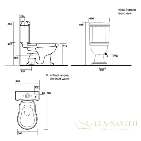 бачок для унитаза kerasan retro 108101, белый