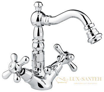 смеситель с донным клапаном emmevi deco old 12614/bo для биде, белый-золото