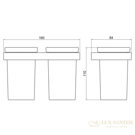 стакан для зубных щеток двойной timo petruma 15234/03, черный матовый