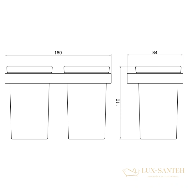 стакан для зубных щеток двойной timo petruma 15234/17, золото матовое
