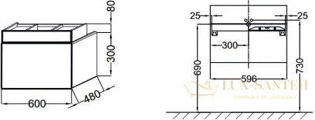 тумба под раковину jacob delafon terrace 60x48 eb1185-n23