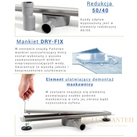 душевой канал rea neo&pure pro rea-g0989 1000 мм 2 в 1 с основой под плитку, матовый хром