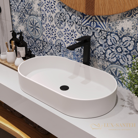 раковина накладная aqueduto espiral, esp0220, овальная 390*600, белый матовый