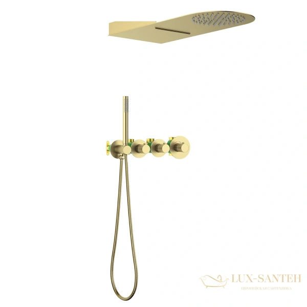 душевая система для душа термостатическая встраиваемая timo saona sx-2350/17sm, золото матовое