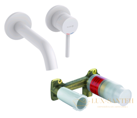 смеситель для раковины встраиваемый kludi bozz set 382445376s, со встроенной частью, белый матовый